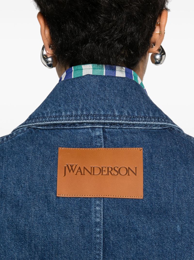 Blue Peak-lapels Denim Blazer