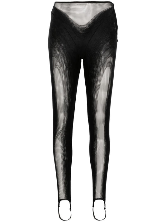 Black Sheer Panelled Stirrup Leggings