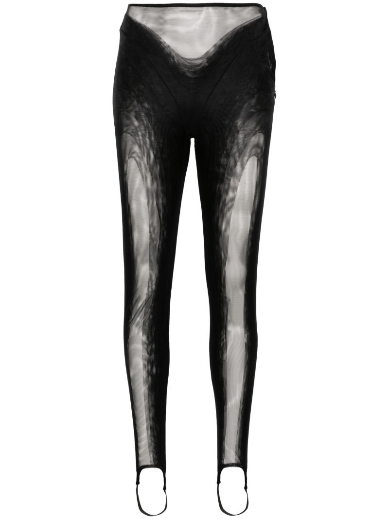 Black Sheer Panelled Stirrup Leggings