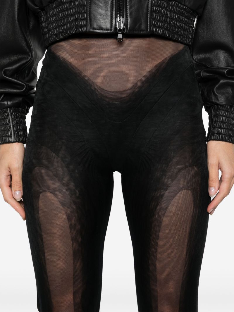 Black Sheer Panelled Stirrup Leggings