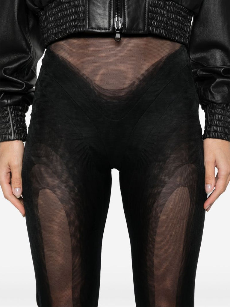 Black Sheer Panelled Stirrup Leggings