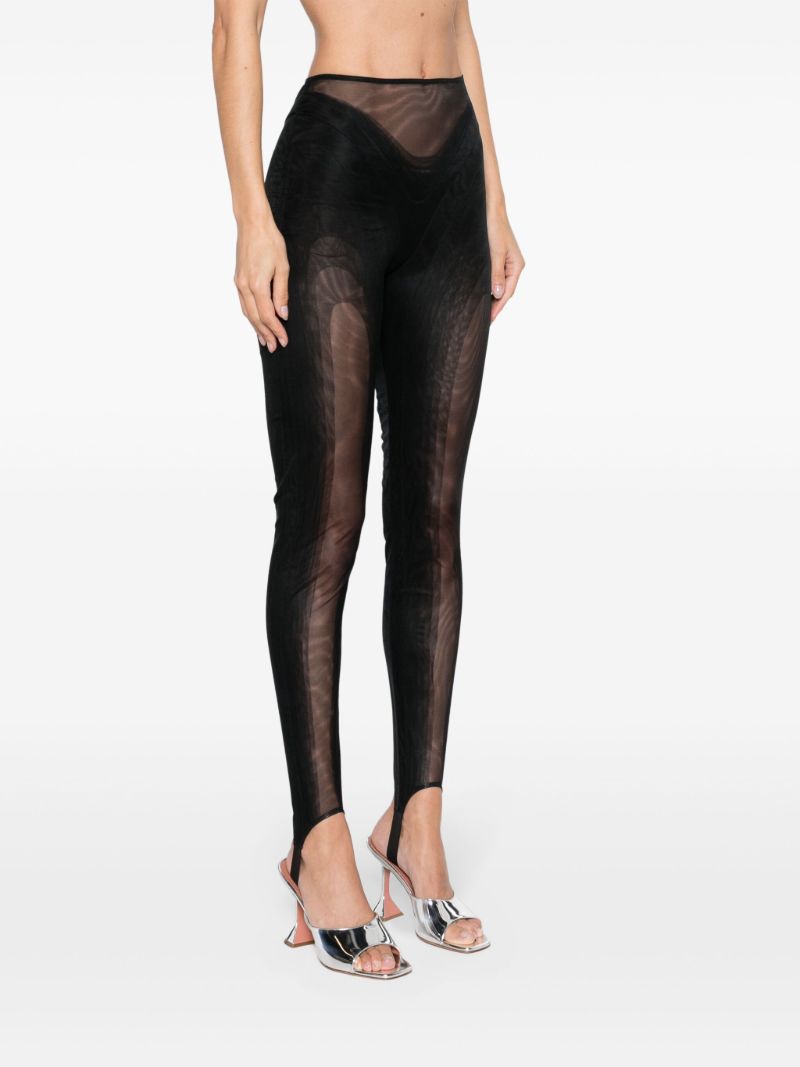 Black Sheer Panelled Stirrup Leggings