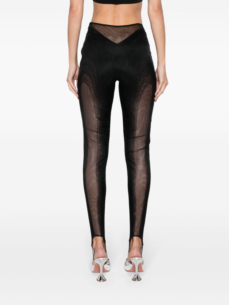 Black Sheer Panelled Stirrup Leggings