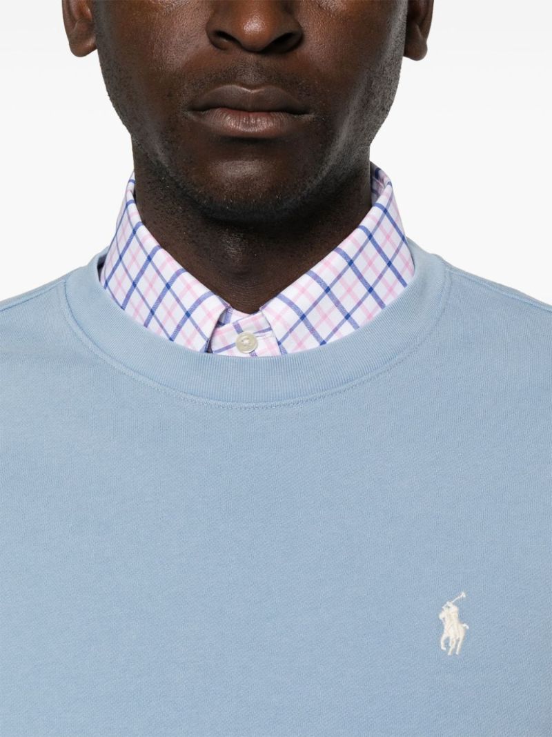 Blue Polo Pony Embroidery Cotton Sweatshirt