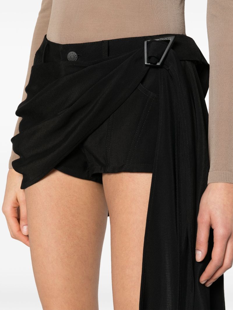 Black Draped Sash Mini Shorts