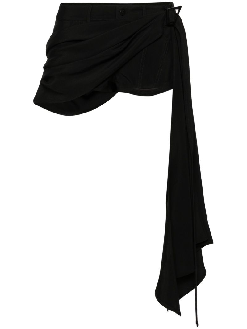 Black Draped Sash Mini Shorts