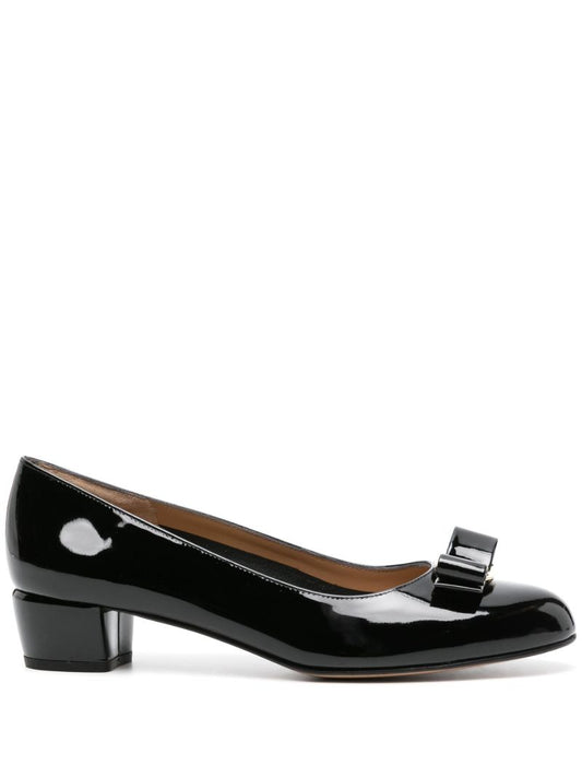 Black Vara 30 Bow Leather Pumps