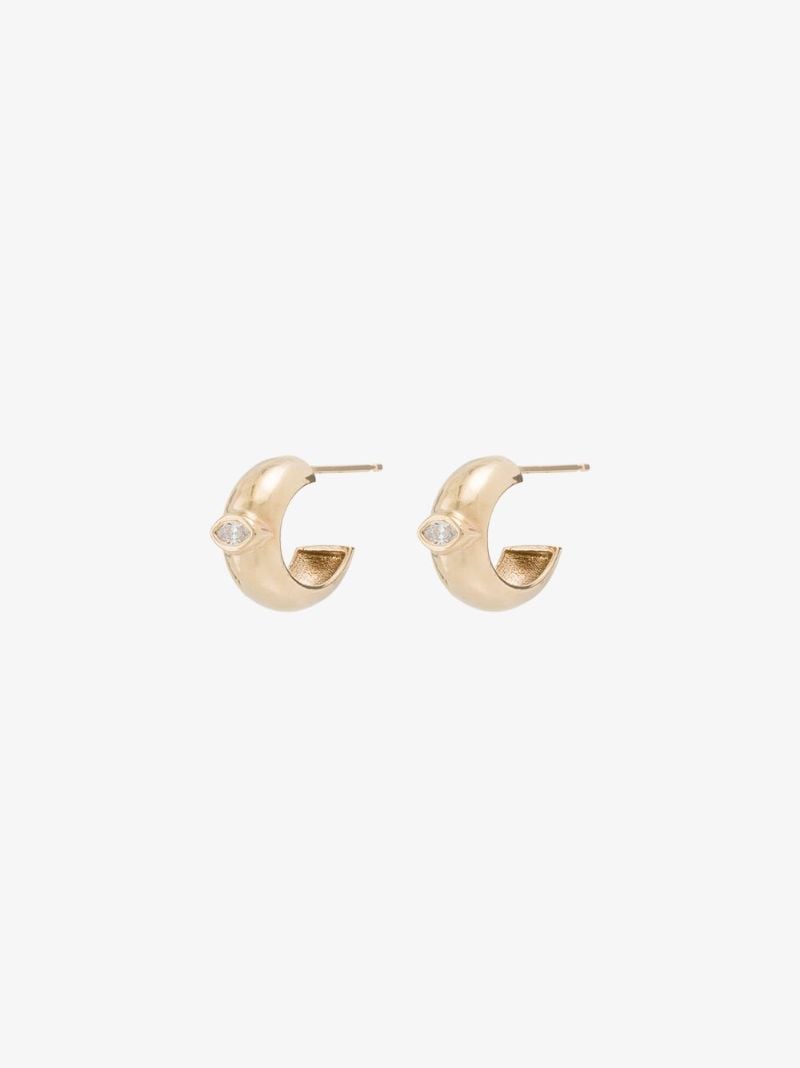 14k Yellow Gold Diamond Huggie Hoop Earrings