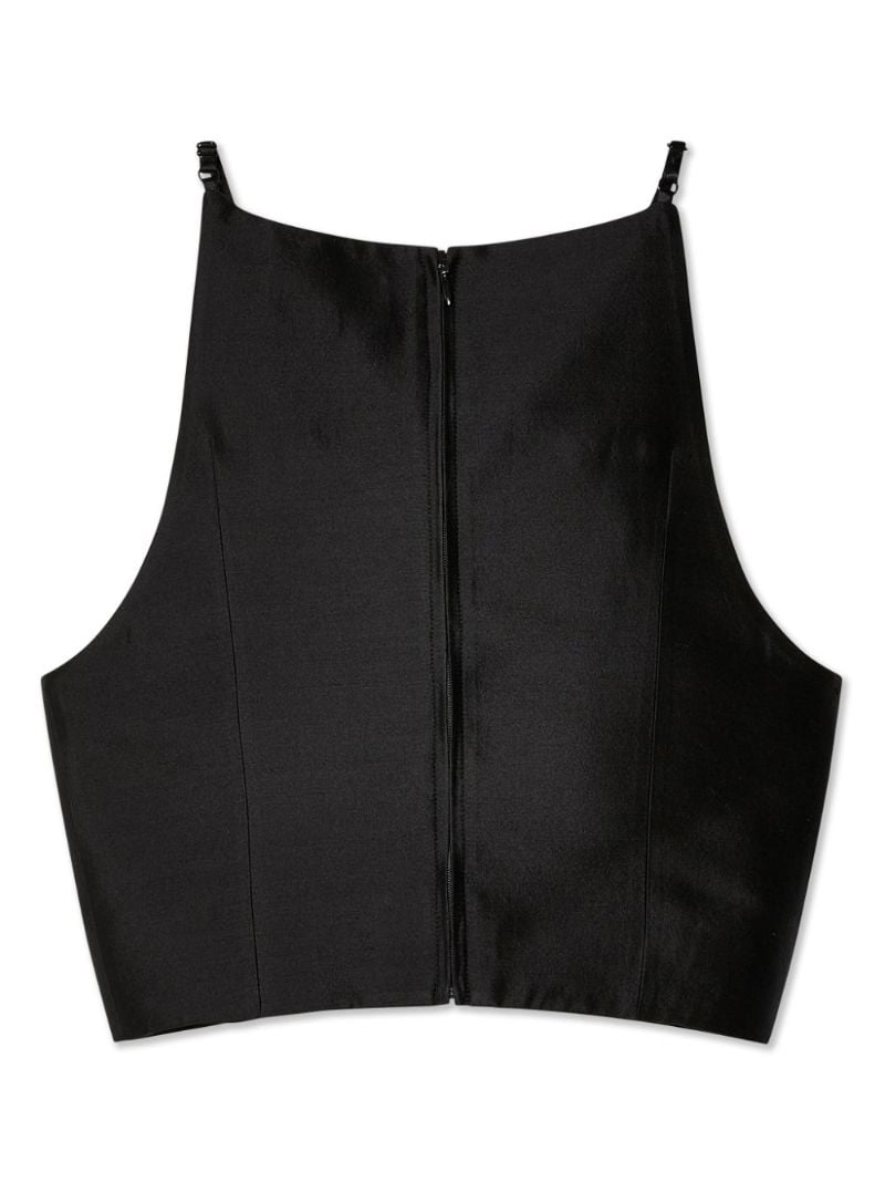 Black Bow Pleated Crop Top