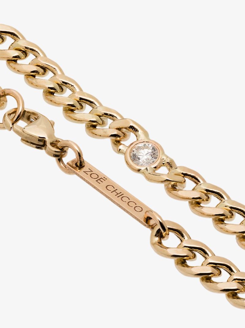 14k Yellow Gold Curb Chain Diamond Bracelet