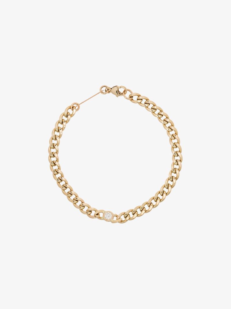 14k Yellow Gold Curb Chain Diamond Bracelet
