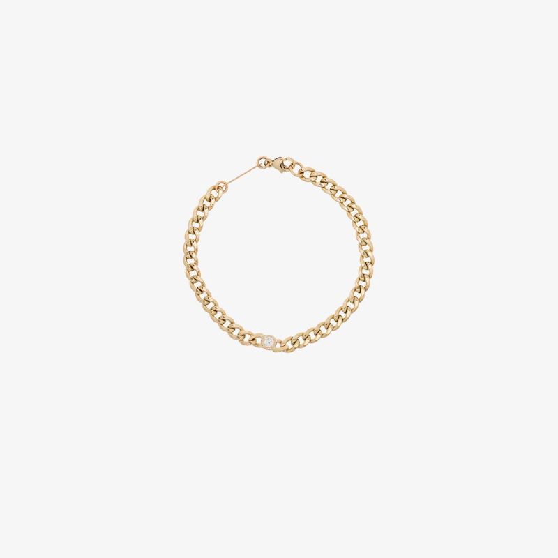 14k Yellow Gold Curb Chain Diamond Bracelet