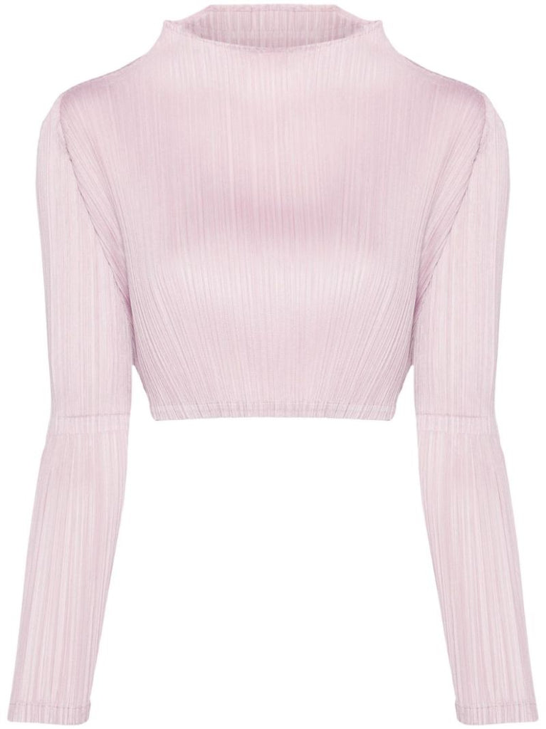 Pink PlissÃ© Cropped Top
