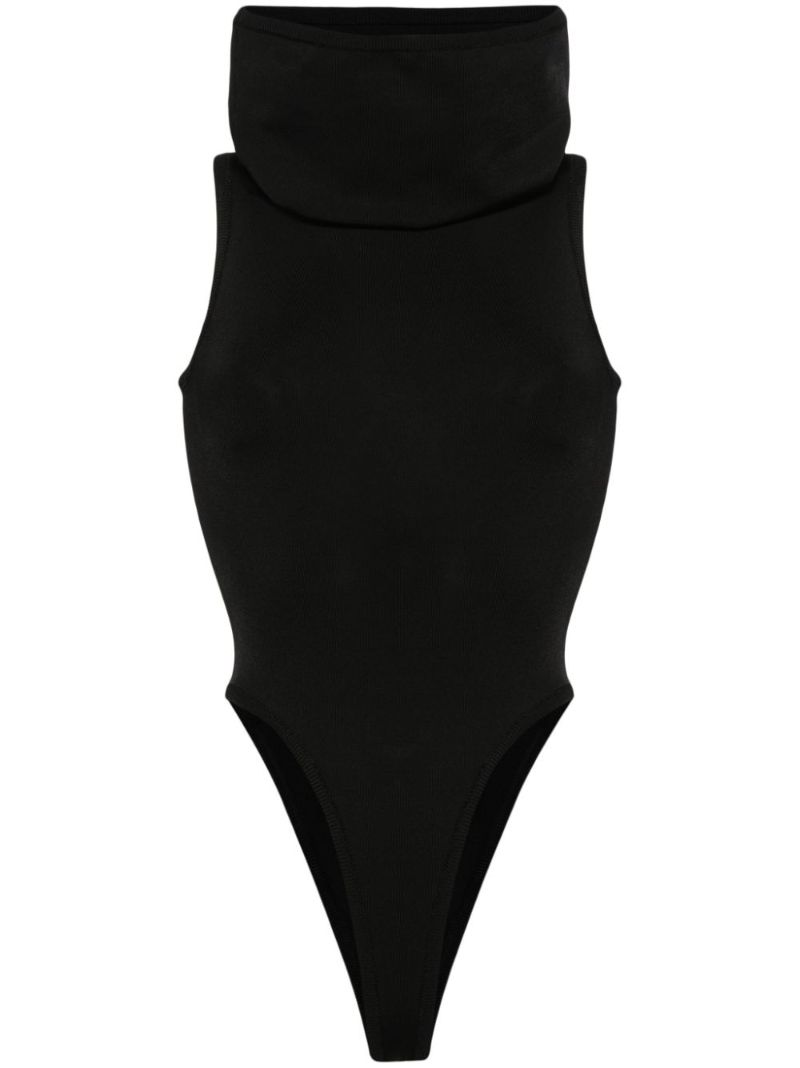Black Hooded Sleeveless Bodysuit