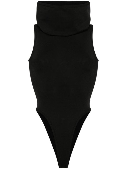 Black Hooded Sleeveless Bodysuit