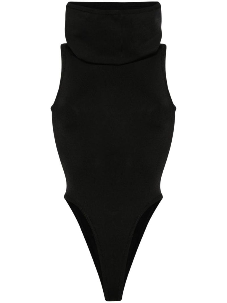 Black Hooded Sleeveless Bodysuit