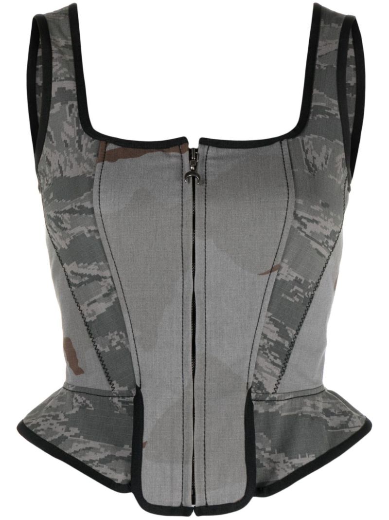 Grey Camouflage-print Corset Top