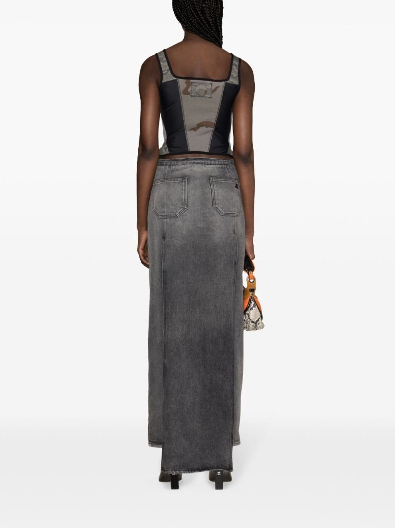 Grey Camouflage-print Corset Top