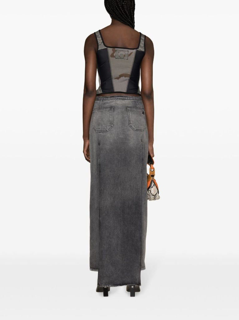 Grey Camouflage-print Corset Top