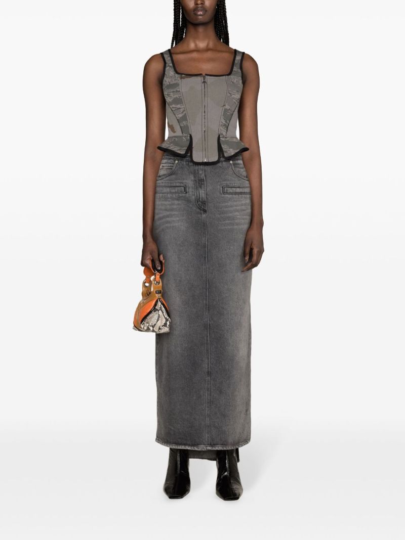 Grey Camouflage-print Corset Top