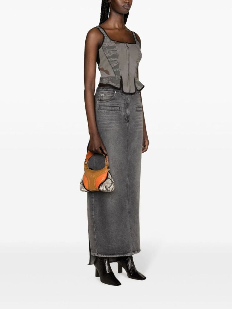 Grey Camouflage-print Corset Top
