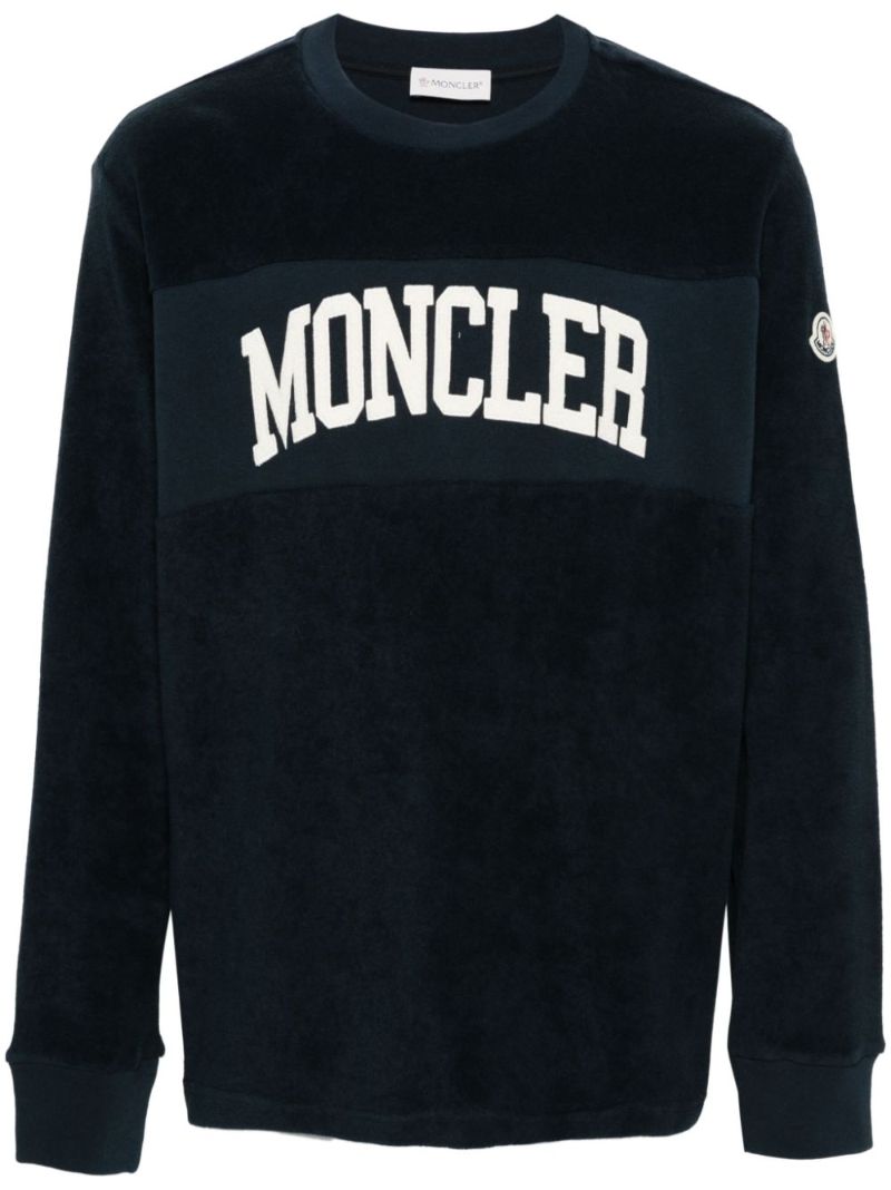 Blue Logo-embroidered Cotton Sweatshirt