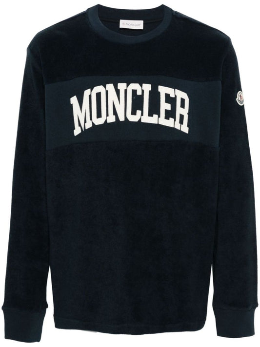Blue Logo-embroidered Cotton Sweatshirt