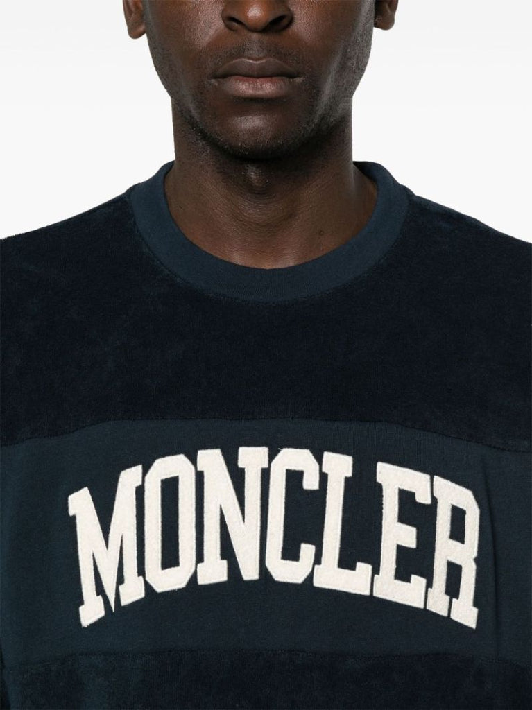 Blue Logo-embroidered Cotton Sweatshirt