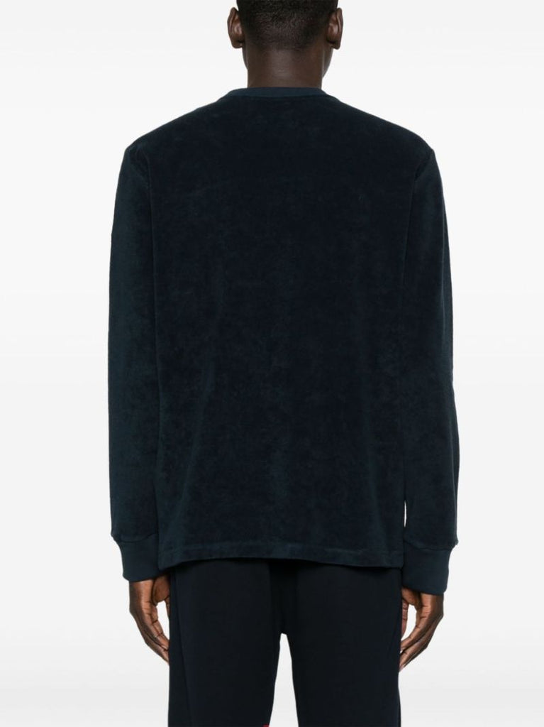 Blue Logo-embroidered Cotton Sweatshirt