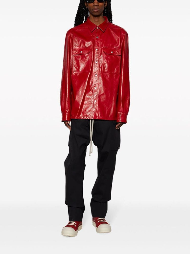 Red Leather High-top Sneakers