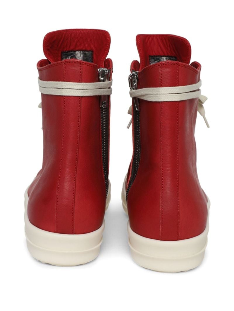 Red Leather High-top Sneakers