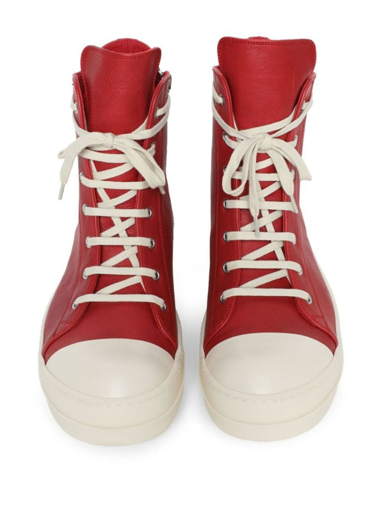 Red Leather High-top Sneakers