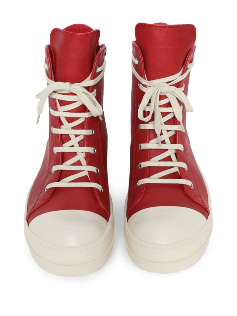 Red Leather High-top Sneakers