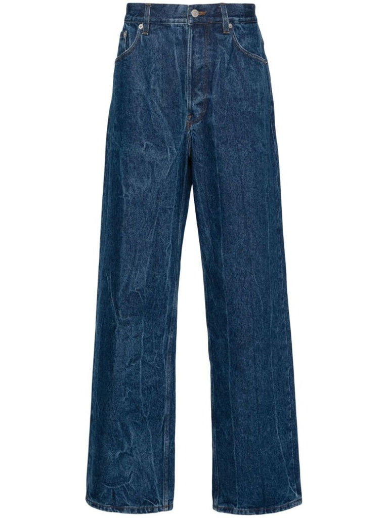 Blue Mid-rise Straight-leg Jeans