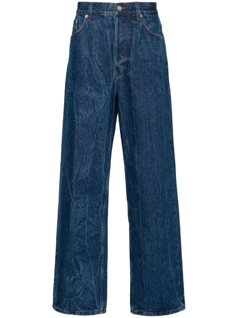 Blue Mid-rise Straight-leg Jeans