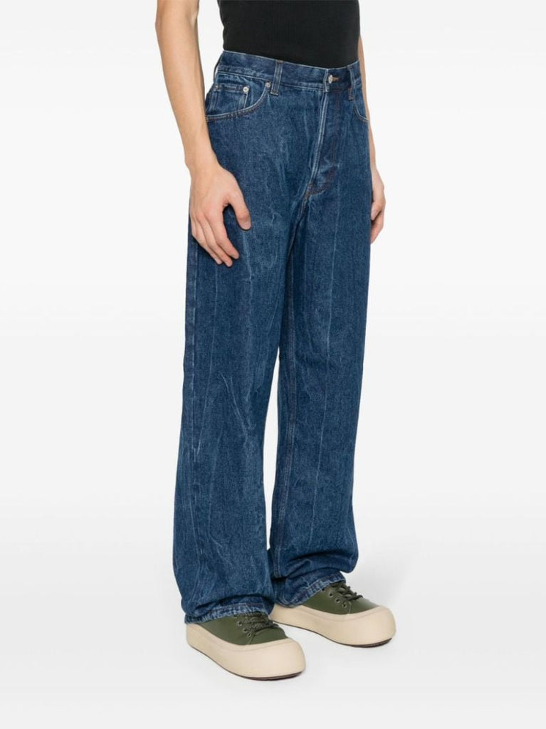 Blue Mid-rise Straight-leg Jeans