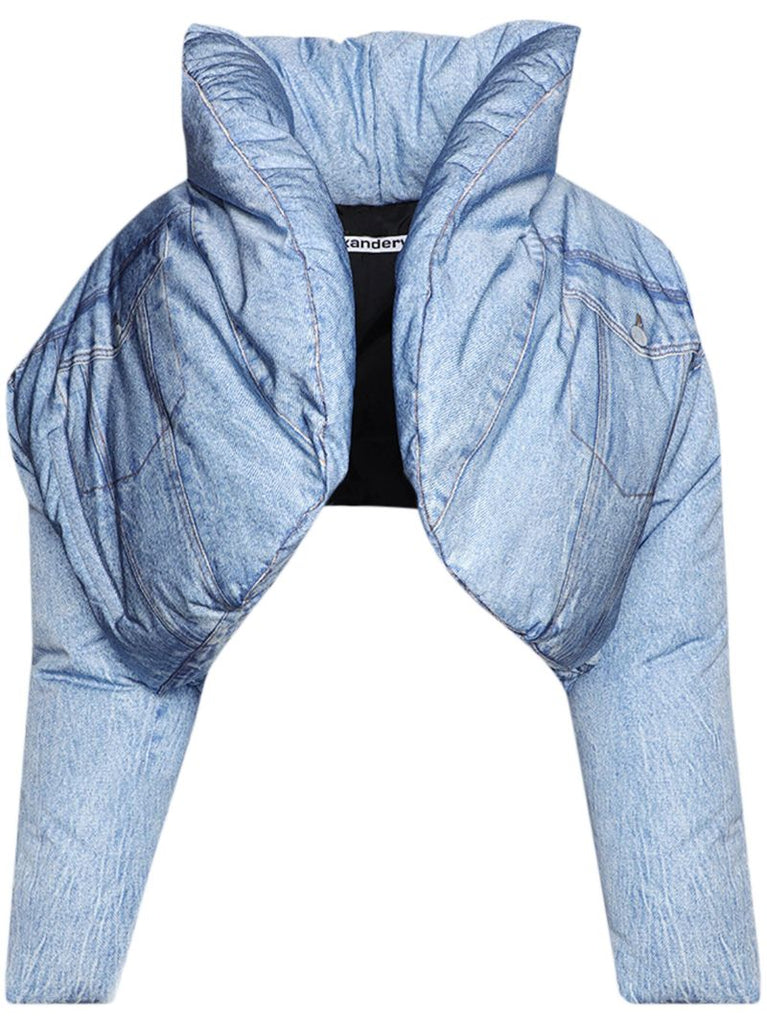 Blue Trompe L'oeil Print Puffer Jacket