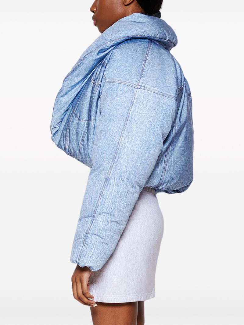 Blue Trompe L'oeil Print Puffer Jacket