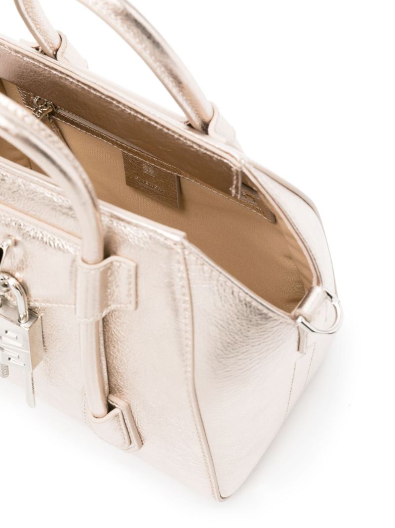 Gold-tone Antigona Lock Mini Leather Tote Bag
