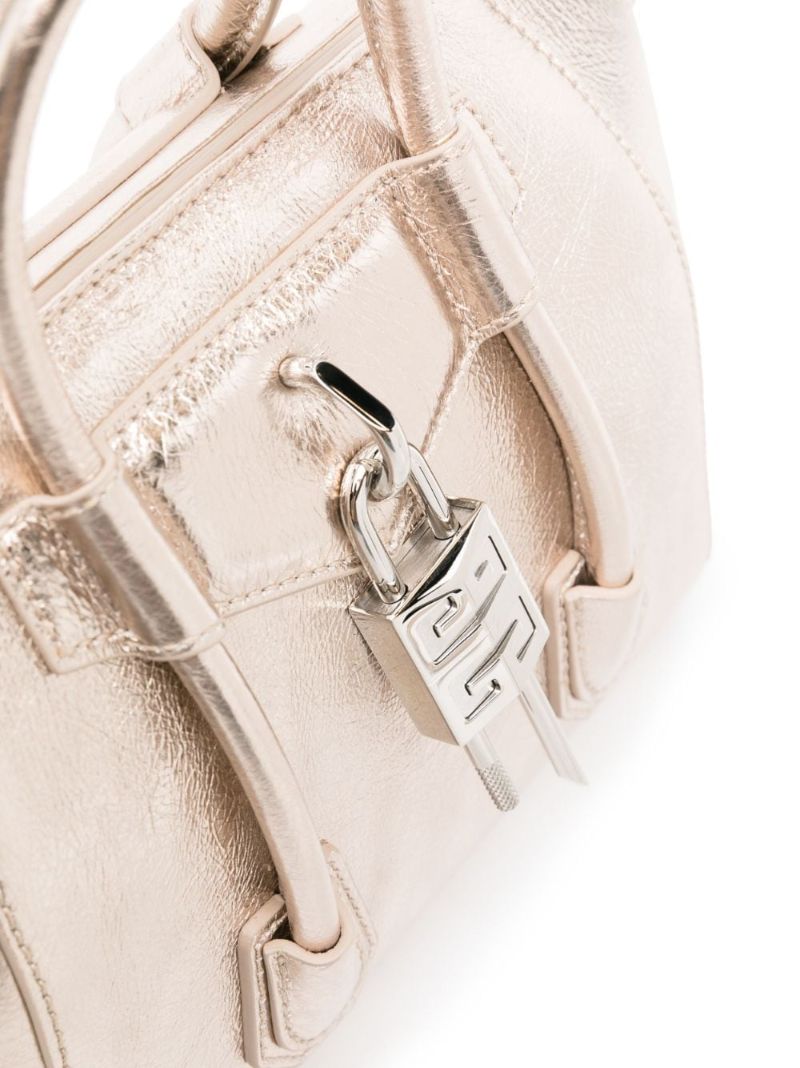 Gold-tone Antigona Lock Mini Leather Tote Bag