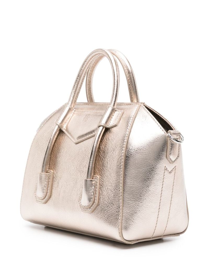 Gold-tone Antigona Lock Mini Leather Tote Bag