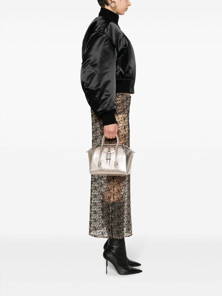 Gold-tone Antigona Lock Mini Leather Tote Bag