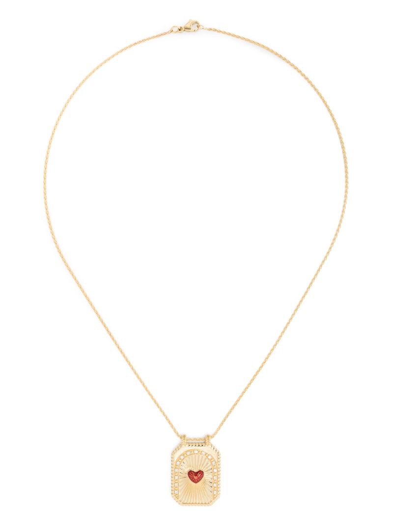18k Yellow Gold Heart Scapular Diamond Necklace