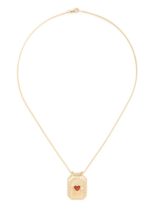 18k Yellow Gold Heart Scapular Diamond Necklace