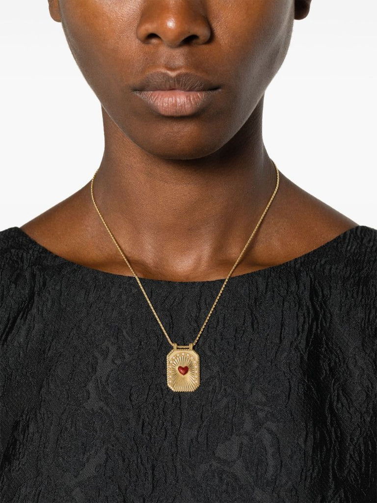 18k Yellow Gold Heart Scapular Diamond Necklace
