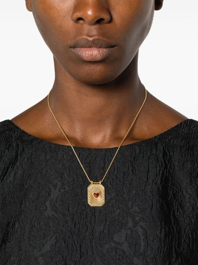 18k Yellow Gold Heart Scapular Diamond Necklace