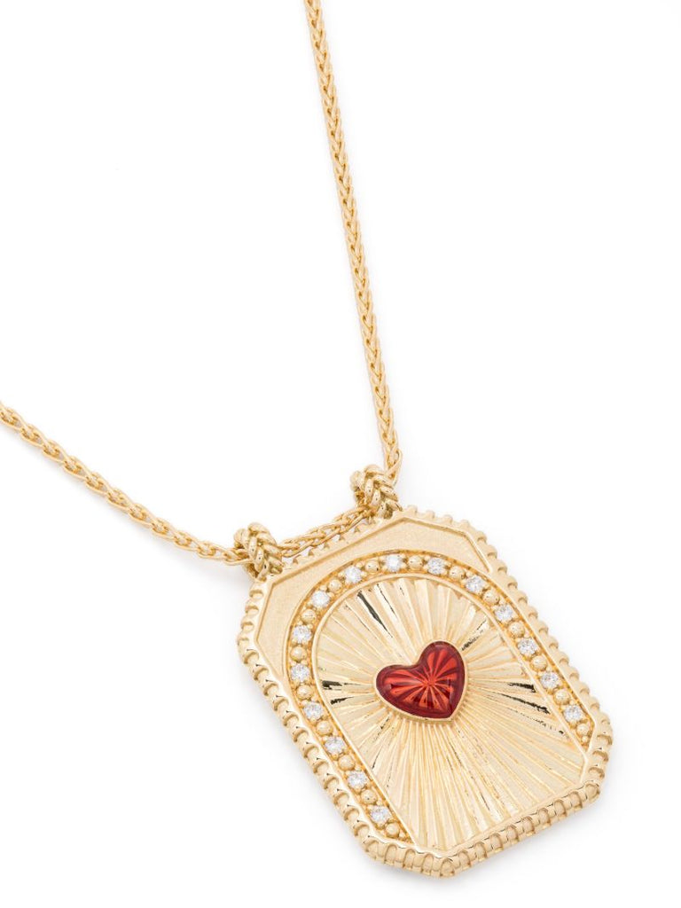 18k Yellow Gold Heart Scapular Diamond Necklace