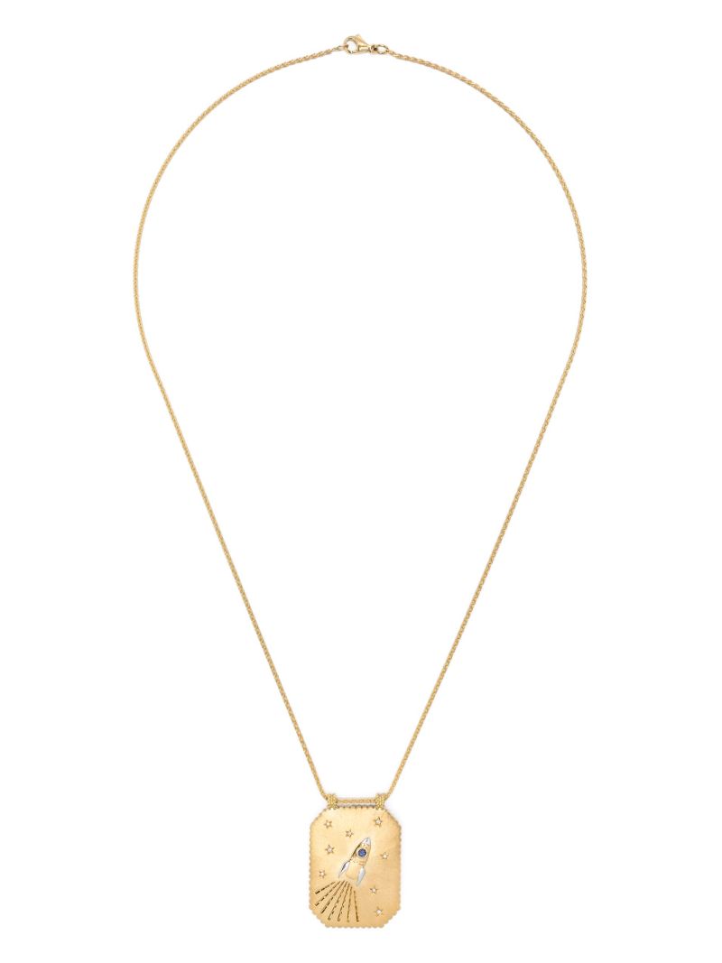 18k Yellow Gold Love You Diamond and Sapphire Necklace