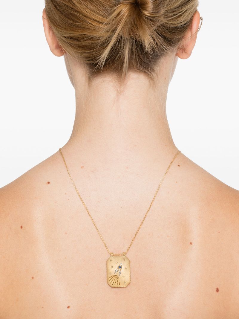 18k Yellow Gold Love You Diamond and Sapphire Necklace