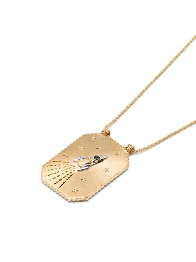 18k Yellow Gold Love You Diamond and Sapphire Necklace